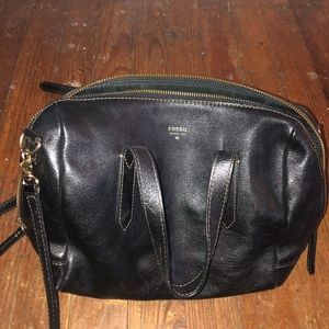 Black Leather Fossil Satchel